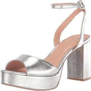 Chinese Laundry Theresa Heeled Silver Platform Sandals – Size 8.5